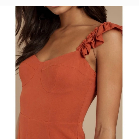 COTTON CANDY ruffle strap pant jumpsuit. Rust color. Size medium - Picture 3 of 14